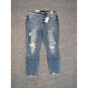 Judy Blue Jeans Womens 15/32 Relaxed Fit High Rise Distressed Denim